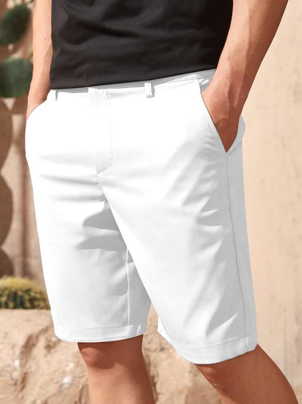 Manfinity Men's White Flat-Front Shorts - Sleek Summer Staple. Never used.